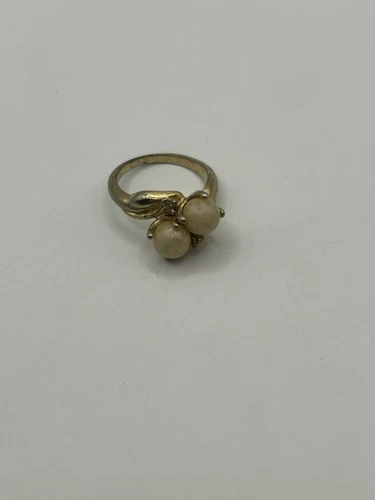 Vintage Faux Pearl Costume Gold Tone Ring Estate Jewelry