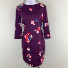 Old Navy Sheath Dress Medium Burgundy Floral Mini Cotton Blend Half Sleeve New