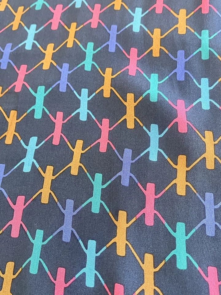 Vintage Vera Silk Scarf with Blue and Pink Graphic Pattern - Image 3 of 4