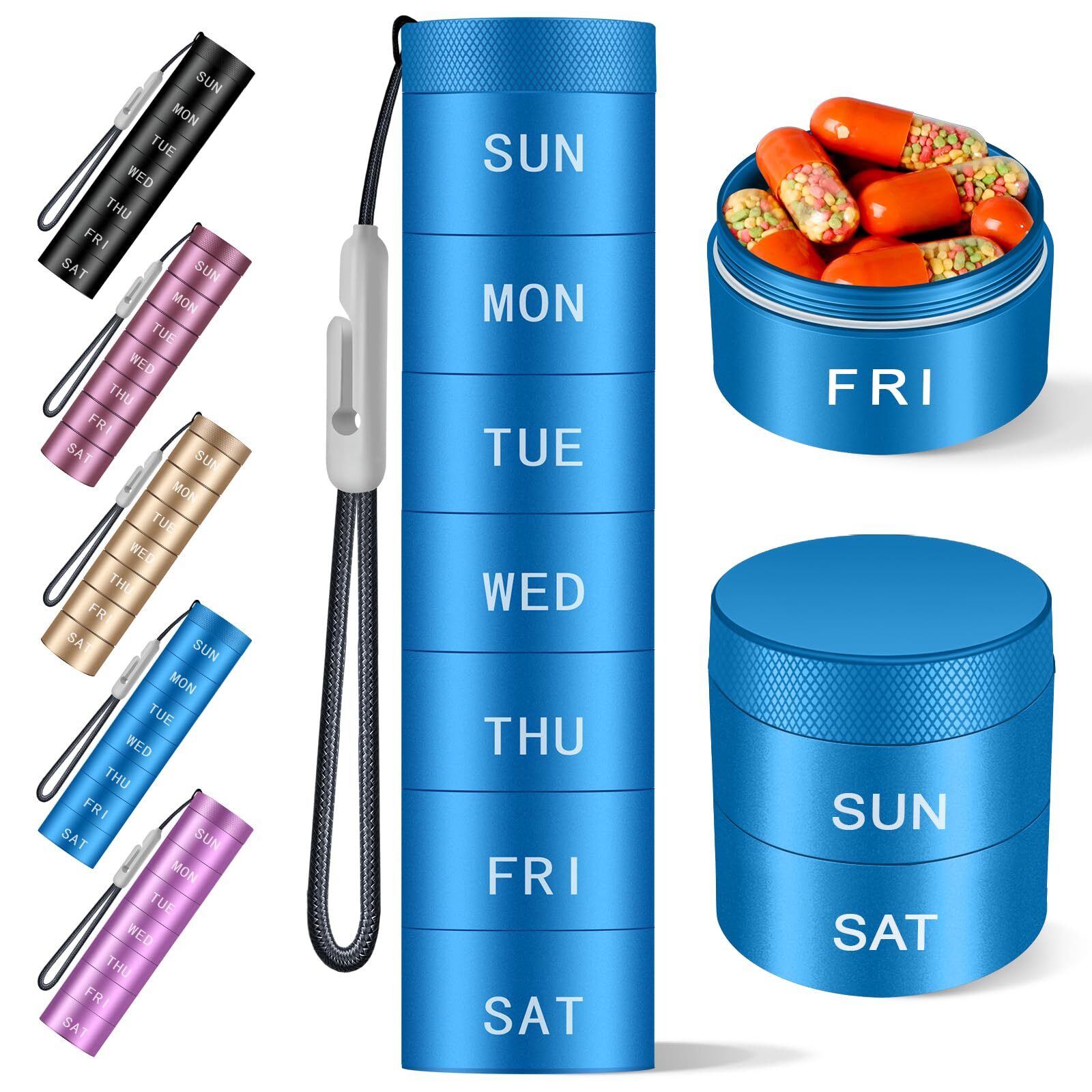 Aluminium Travel Pill Organizer,Weekly Metal Pill Case,Pill Holder, Moisture ...