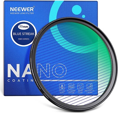 Neewer 77mm Blue Streak Filter, HD Optical Glass 360° Drehbar Anamorph