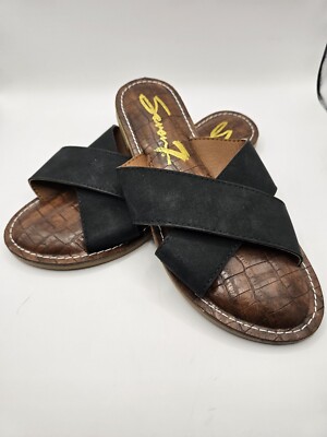 NWT Seven7 Jesse Black Criss Cross Strap Sandals SIZE 8
