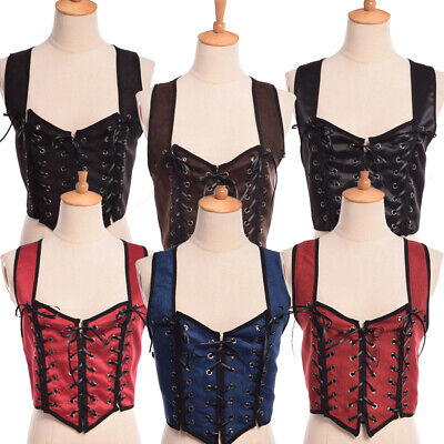 Vintage Reversible Lace Up Corset Bustier Pirate Wench Bodice Costume Overbust