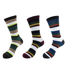 Men's Rayon from Bamboo Casual Dress Striped Socks - 3 Pair - Assortment 3E