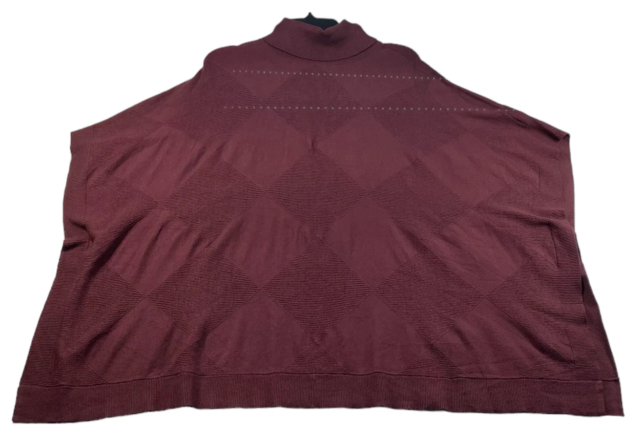 Alfani Poncho Sweater Womens Size Small Burgundy Turtleneck New Textured