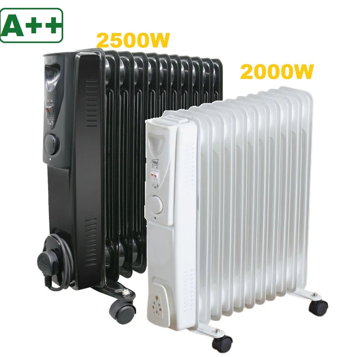 Oil Filled Radiator Portable Electric Heater 6 7 9 11 Fin Thermostat Black  White | eBay