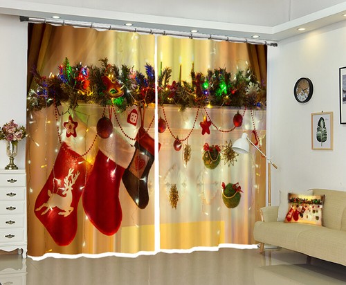 3D Colored Fireworks Christmas 11 Curtains Drapes main image 0