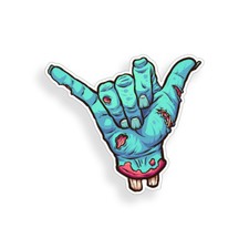 Zombie Hang Loose Sticker Shaka Car Vehicle Window Bumper Cup Skull Hand Decal