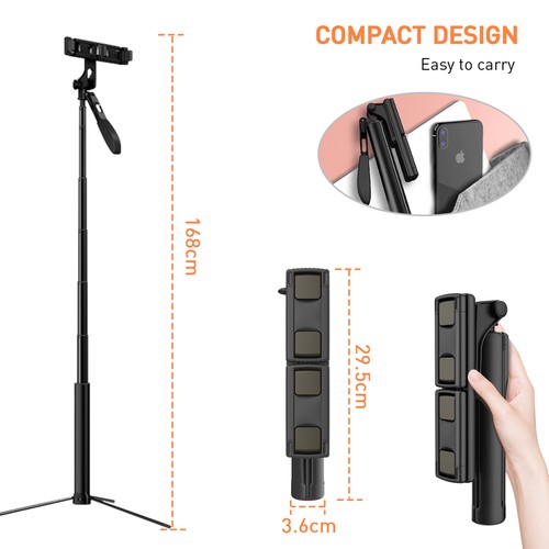 10" Selfie Ring Light with Extendable Tripod Stand & 360° Rotatable Phone Holder - Photo 7 sur 10