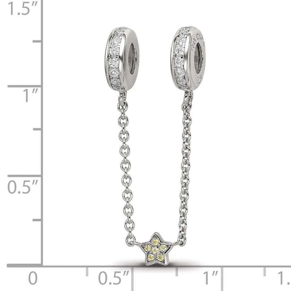 Cadena de seguridad de plata esterlina con reflejos de 3 pulgadas cuentas de acento de circonita cúbica Foto 4 de 4