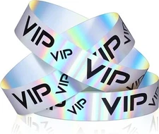 Teling 500 Pack VIP Plastic Wristbands Party for Glitter Silver 