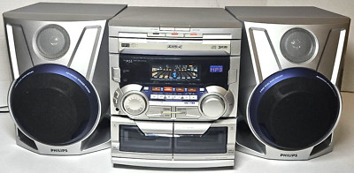 Philips FW-M55/37 HiFi System AM/FM Dual Cassette 3 CD Mp3. Tested Working