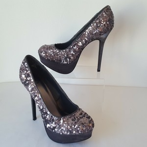 silver sequin high heels