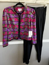 Vintage Schrader Womens Size 12 Jacket Pant 2-piece Set Pleated NWT 90s Y2K