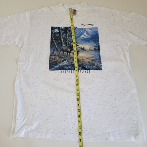 Vintage Oneita Made in USA Wyoming T Shirt Deer Mountain Graphic Size XL NWT NOS - Picture 8 of 8