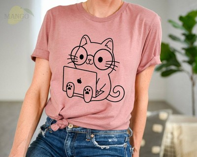 Nerd Cat Shirt, Cute Cat Shirts, Funny 