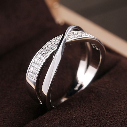 925 Silver Plated,Rose Gold Ring Women Gorgeous Cubic Zircon Jewelry Sz 6-10 - Picture 11 of 17