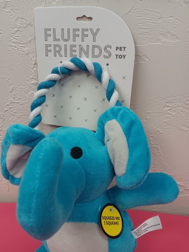 New Fluffy Friends Pet Toy Squeak Elephant Blue - Picture 2 of 2