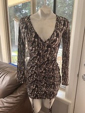 Mini Long Sleeve Stretch ASOS Animal Print Cheetah Dress US 4 Topshop