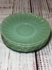 Set Of 5 Anchor Hocking Fire King Jadite Shell Swirl Saucer 5 3/4”