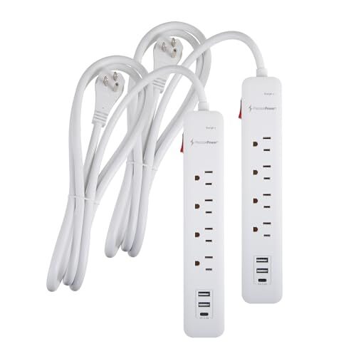6 Ft Surge Protector Power Strip | 2-Pack | 4 AC Outlets with 3 USB Charging ...