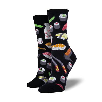 Socksmith Neuheit Sushi grafisch bedruckt Damen schwarz Baumwolle Crew UK 3 8 Socken