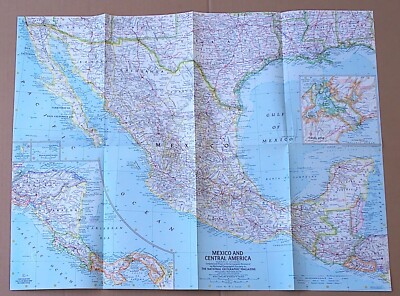 Map National Geographic Mexico and Central America 1961