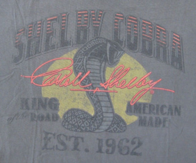 SHELBY COBRA Mustang Carroll Shelby graphic gray short sleeve t-shirt men L NICE