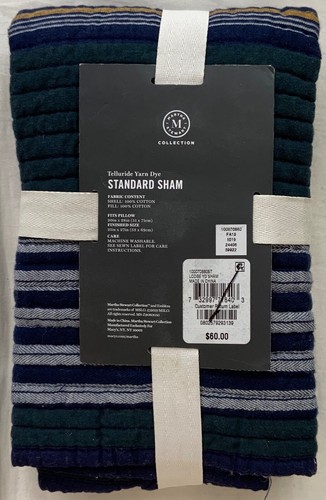 MARTHA STEWART COLLECTION TELLURIDE YARN DYE STANDARD SHAM MULTICOLOR NWT - Picture 3 of 3