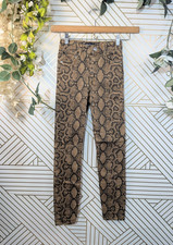 Zara Women s Snakeskin Print Skinny Jeans Brown Gray ZIP FLY Size 4