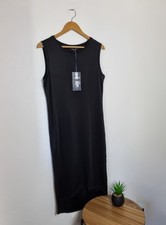 MARKS & SPENCERS Size 12 Midi Length Dress Black Ribbed Sleeveless BNWT NEW