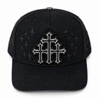 Italiense Hats Men's Premium Rhinestone Cross Corridos Baseball Snapback Hat