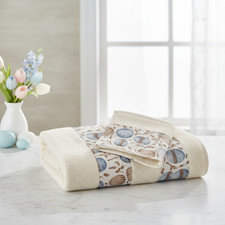 Set 1+1 fantasia Pasquale con bordo applicato Easter Eggs avorio