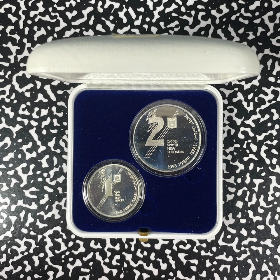 1993 Israel 2x Coin Proof Set Lot#B3043 Silver! With Case & C.O.A. - Image 2 of 4