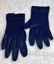 Vtg Gloves MCM Deep Blue Lovely Nylon Blend Satin Look Approx Size S 6 to 6.5