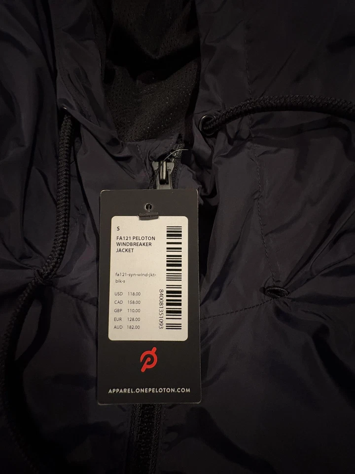 Peloton Windbreaker Jacket Mens Small Black Hooded Full Zip Striped Lightweight - Image 4 of 4