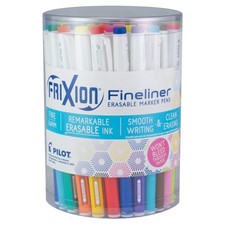 Pilot FriXion Fineliner Erasable Marker Pens, Fine Point 0.7 mm, Tub of 36, Asso
