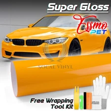 ESSMO PET Super Gloss Papaya Orange Vehicle Vinyl Wrap Decal Sheet Like Paint