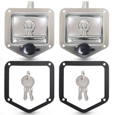 2Pcs Trailer Door Latch T-Handle Lock Highly Polished Stainless Steel Keys with