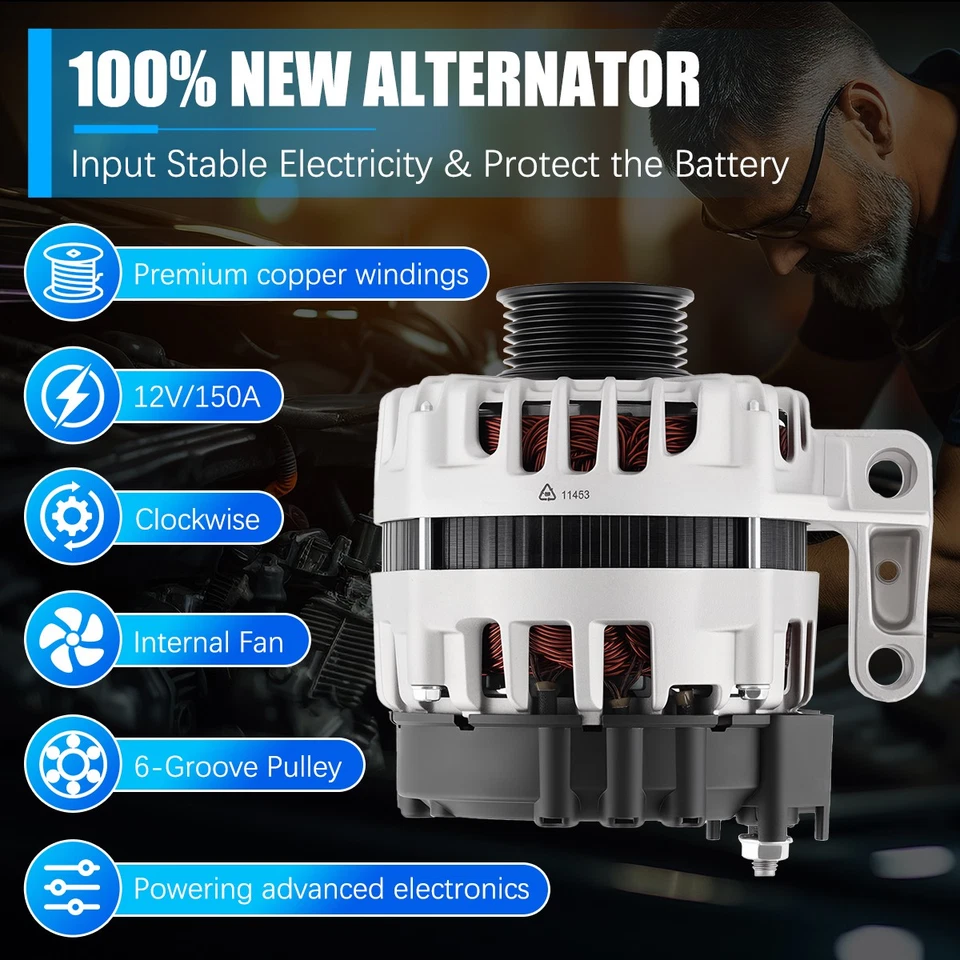 Genuine Alternator 150A Fit 2010 2011 2012 GMC Terrain V6 3.0L 10-Year Warranty Foto 2 de 4