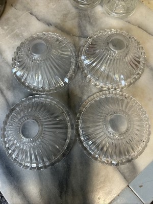 Lot Of 4 1'' Fitter Holophane Style Clear Ribbed Embossed Glass 5  Shade