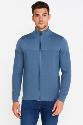 Brax Feel Good Mens Wool Blend Large Full Zip Mock Neck Long Sleeve Sweater NEW