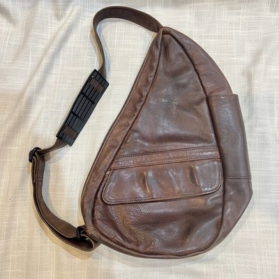 Vintage 90s Ameribag Leather Healthy Sling Back Bag Brown Kingston NY USA