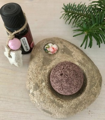 Raumduft Ätherisches Öl 1x 10ml  Rose DiffuserKugel Lava & Untersatz Rosendekor