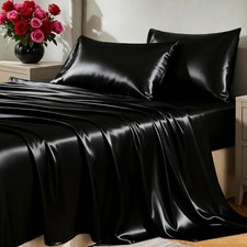 Satin Sheets Queen Size Bed Set - Silky Soft Bedding Similar to Silk 4 Piece