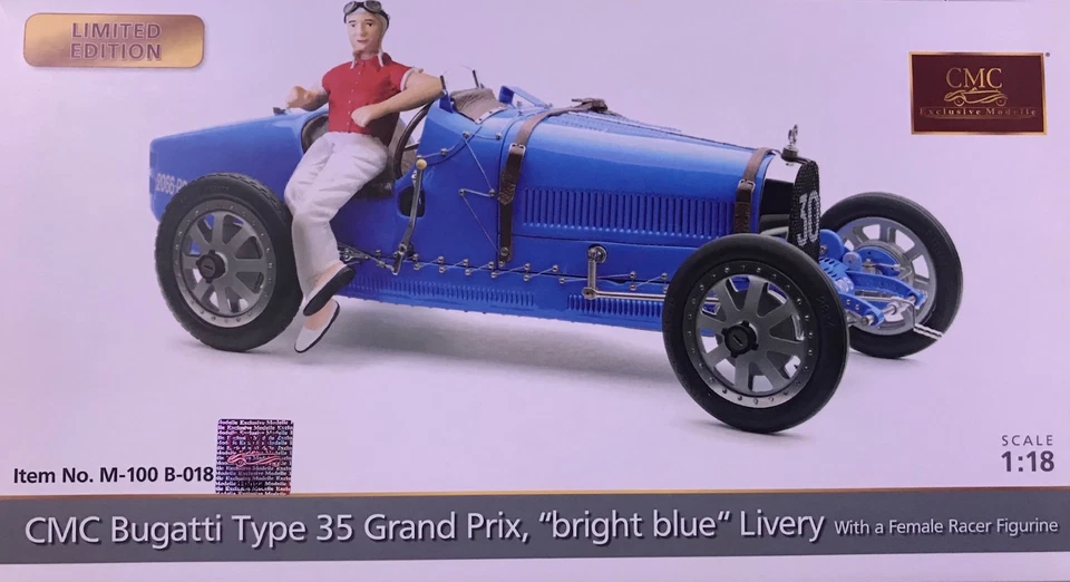 -BRAND NEW- CMC 1/18 Bugatti Type 35 Grand Prix #30 with Female Racing Figure - Image 2 of 4