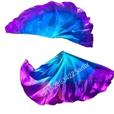 Silk Dance Silk Veils Pair Wings With Stick No Stick Stage Props Tie Dye Half