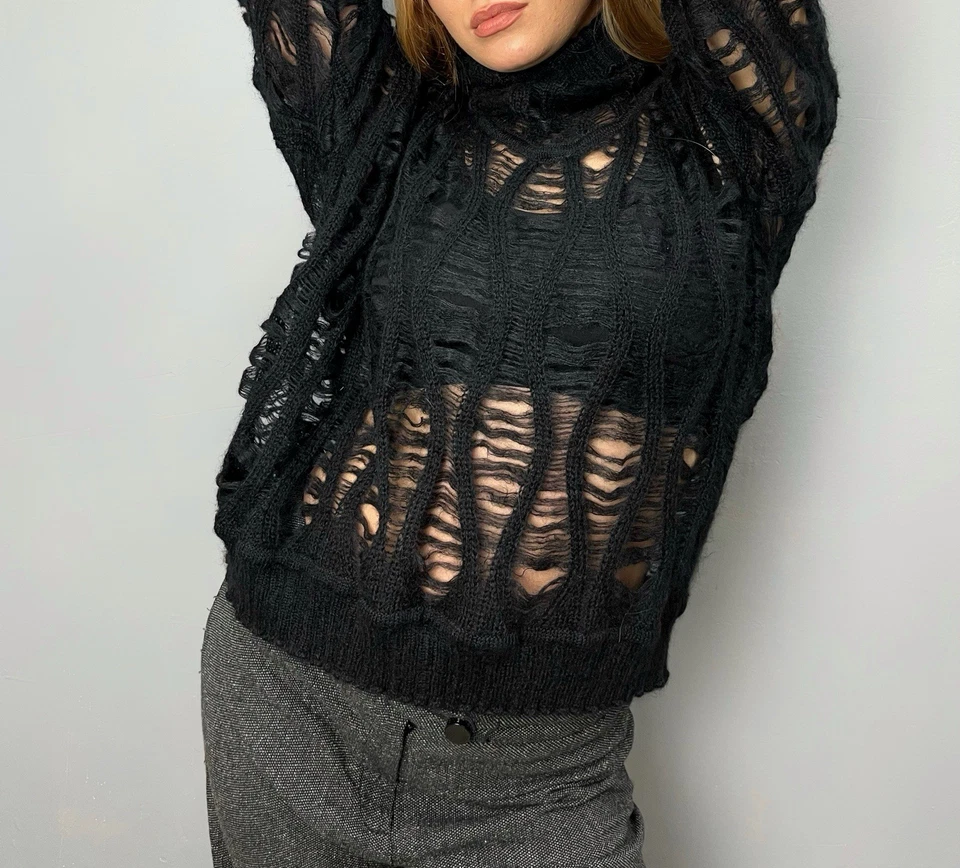 SUÉTER CHRISTIAN DIOR MUJER TALLA M AUTÉNTICO DESGASTADO GRUNGE VINTAGE NEGRO Foto 2 de 4