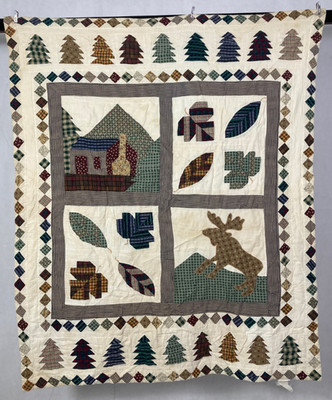 Vintage Handarbeit schöne Outdoors Lodge bunte Babydecke 142x118 cm