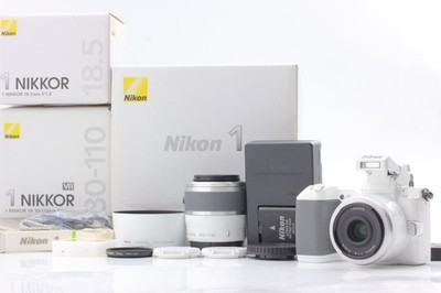 [MINT in BOX SC 14574] Nikon 1 V2 White Nikkor 18.5mm F1.8 30-110mm F3.8-5.6 705